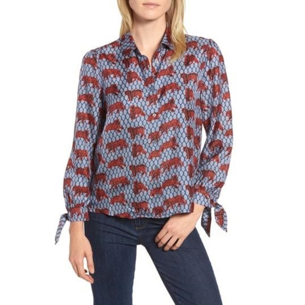 SOLD! J. Crew Collection Roaming Tiger Print Silk